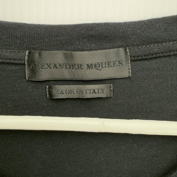 *RARE* ALEXANDER MCQUEEN Suede Skull Dark Green Appliqué Italy Black T-Shirt XL - Picture 3 of 6